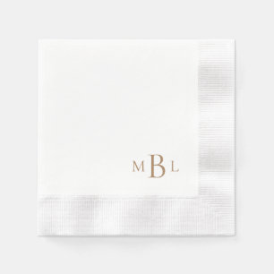 Einfach elegantes Gold Monogramm geprägt Serviette