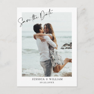 Einfach elegantes Hochzeitsimples Save the Date Fo Postkarte