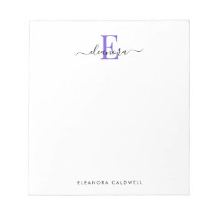 Einfach elegantes klassisches Lila Monogramm Notizblock