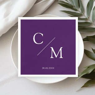 Einfach Elegantes Monogramm Violett Serviette