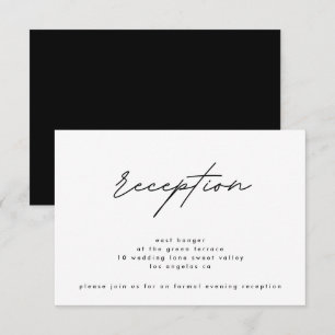 Einfach elegantes Schwarz-weißes Hochzeitsempfang Einladung