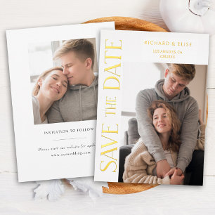 Einfach elegantes Typografie-Foto Save the Date Folieneinladung