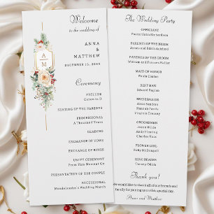 Einfach elegantes Weihnachts-Floral Monogram-Progr Programm