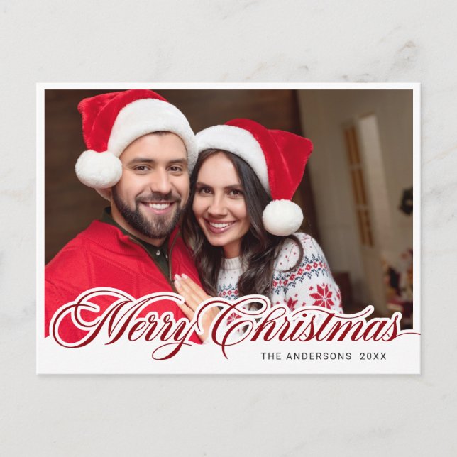 Einfach elegantes Weihnachts-FOTO Gruß Urlaub Postkarte (Vorderseite)