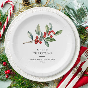 Einfach Elegantes Weihnachtswasser Botanisch Pappteller