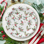 Einfach Elegantes Weihnachtswasser Botanisch Pappteller<br><div class="desc">Einfache Botanische Klassische Teller mit eleganten Watercolor- in elegantem Stil bieten eine wunderschöne Aquarelldarstellung der saisonalen Vegetation und der heiligen Beeren.</div>