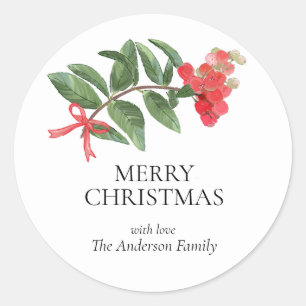 Einfach Elegantes Weihnachtswasser Botanisch Runder Aufkleber