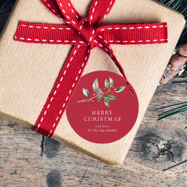 Einfach Elegantes Weihnachtswasser Botanisch Runder Aufkleber