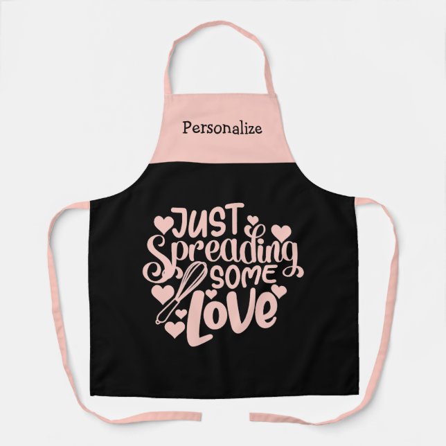 Einfach etwas Liebe zitieren Rosa Schwarz Kochen Schürze (Vorderseite)