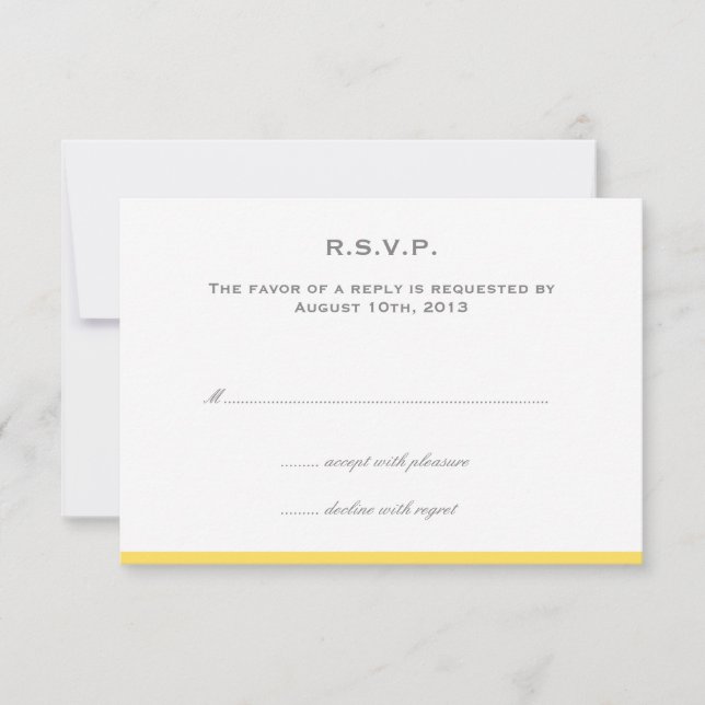 Einfach Farbe Grenze gelbe Hochzeit rsvp Reaktion Karte (Vorderseite)