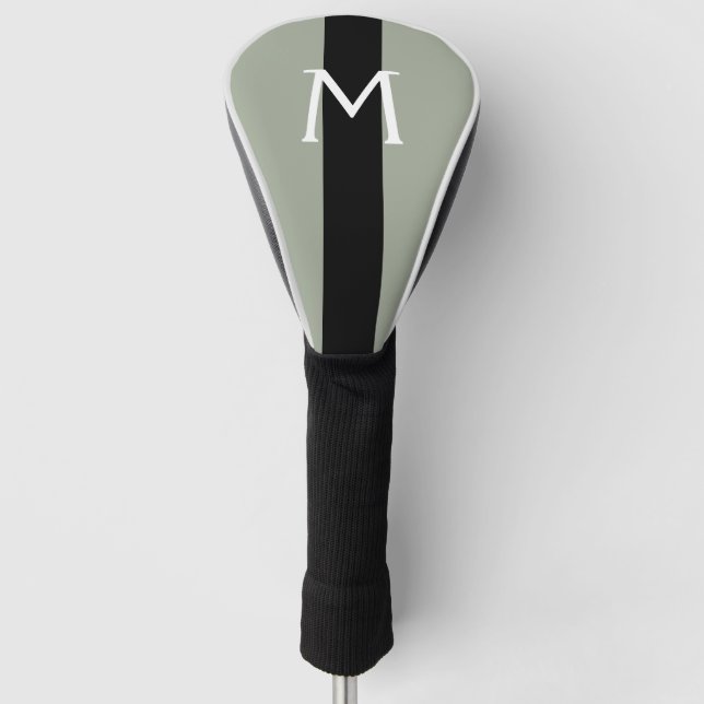 Einfach Farben & Streifen schwarz + Ihr Monogramm Golf Headcover (Vorderseite)