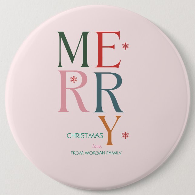Einfach farbenfroh, froh Weihnachten Pink Button (Vorderseite)