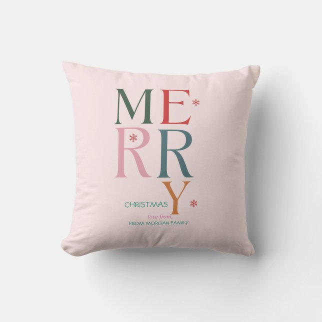 Einfach farbenfroh, froh Weihnachten Pink Kissen (Vorderseite)