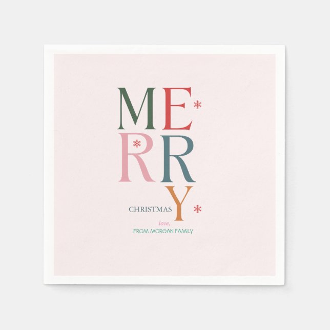 Einfach farbenfroh, froh Weihnachten Pink Serviette (Vorderseite)