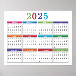 Einfach farbig 2025 Kalender Poster