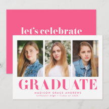 Einfach Fett-Hot-Pink-3-Foto-Graduierungsparty