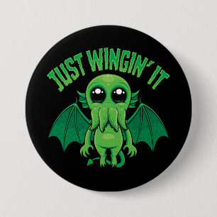 Einfach Flügel Aus Süße Kawaii Cthulhu Button