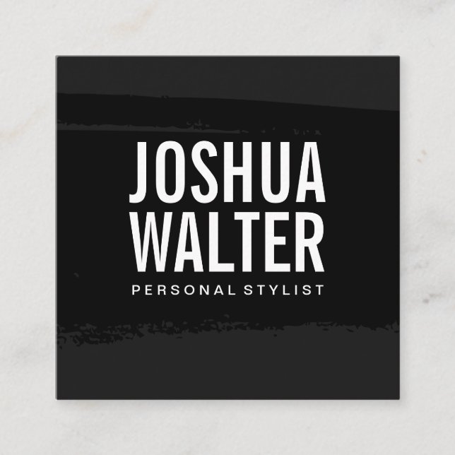 Einfach formatierter Text schwarz gebürstet Quadratische Visitenkarte (Vorderseite)