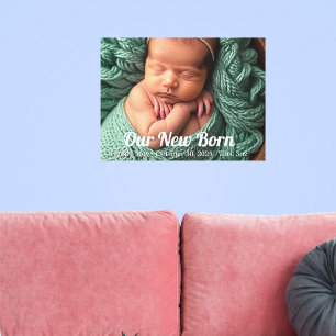Einfach Foto Baby Neugeborenes Personalisieren Leinwanddruck