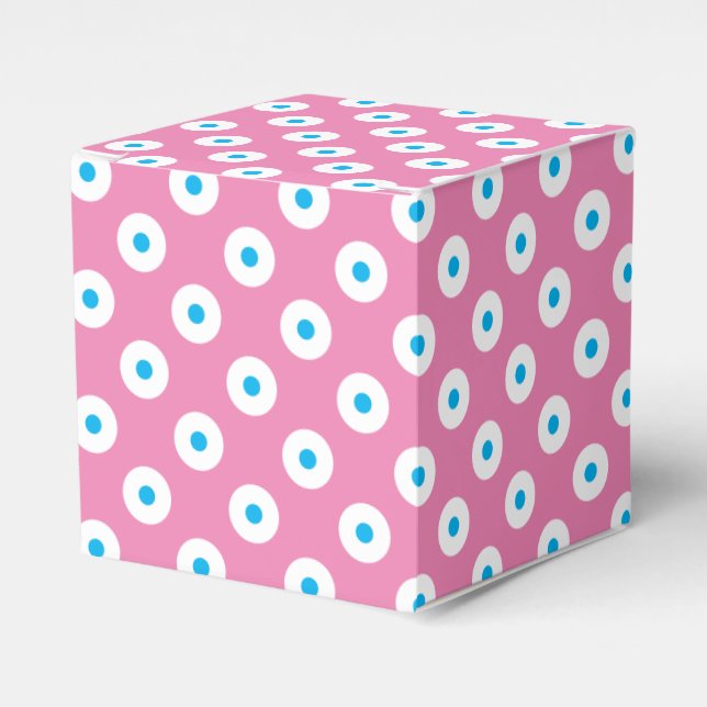 Einfach & freundlich Rosa, Weiß und Blau Polka gep Geschenkschachtel (Vorderseite)