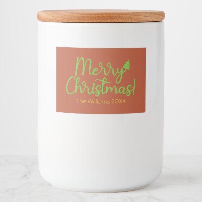 Einfach frohe Weihnachten Reddish-Brown Lebensmitteletikett (Vorderseite)