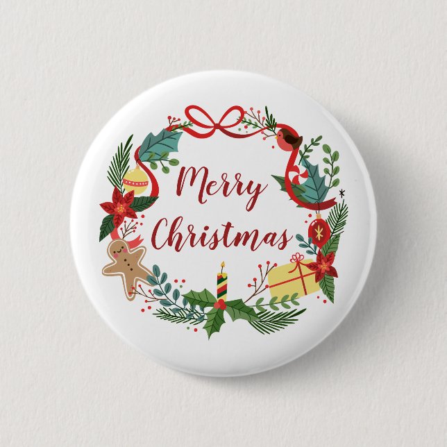 Einfach froher Weihnachtskranz | Schaltfläche Butt Button (Vorderseite)