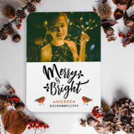 Einfach fröhlich und hell Robin Foto Typo Magnet