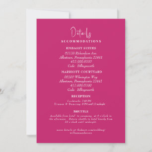 Einfach Fuchsia Hochzeitsdetails Einlage Einladung