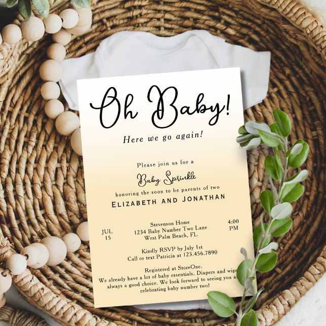 Einfach Funny Oh Baby Yellow 2. Baby Sprinkle Einladung (Von Creator hochgeladen)