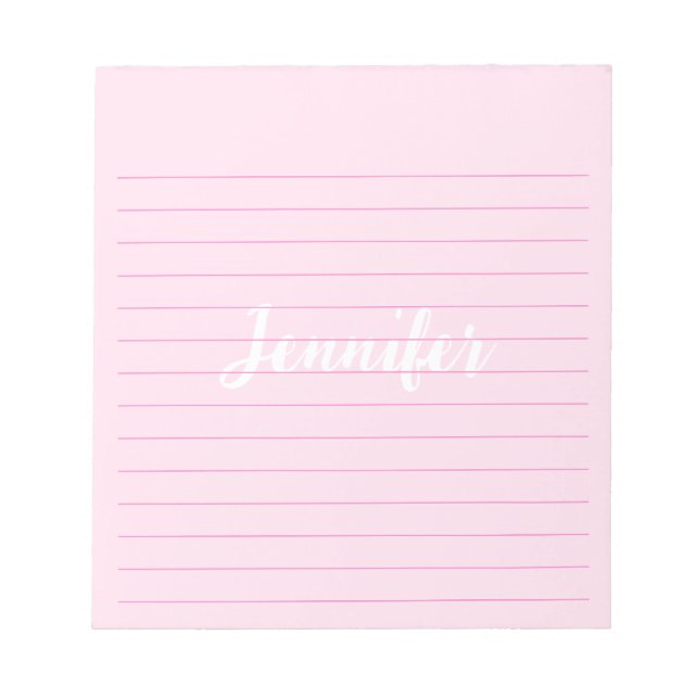 Einfach geflochtener Individuelle Name Rosa Notizblock (Vorderseite)