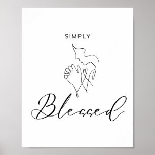 Einfach Gesegnet Minimalistische Christliche Linie Poster