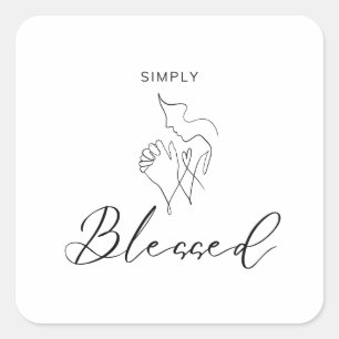 Einfach Gesegnet Minimalistische Christliche Linie Quadratischer Aufkleber