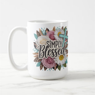 Einfach Gesegnetes Florales Christliches Kreuz Kaffeetasse