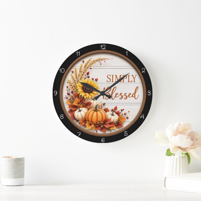 Einfach gesegter Herbst  Große Wanduhr (Zuhause)