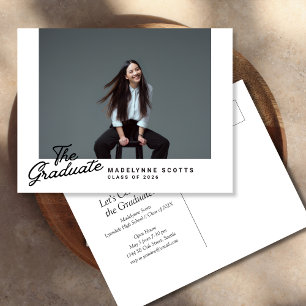 Einfach gestaltete Abschluss-Foto-Einladung Postkarte