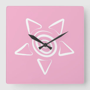 Einfach gestaltete rosa Farbe  Quadratische Wanduhr