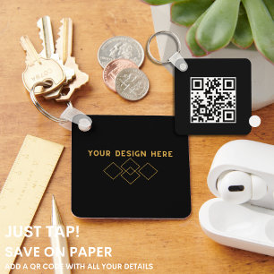 EINFACH GESTOCHEN QR Code Business Card JET BLAC Schlüsselanhänger