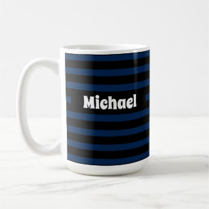 Einfach gestreifter dunkelblauer und schwarzer Ind Kaffeetasse