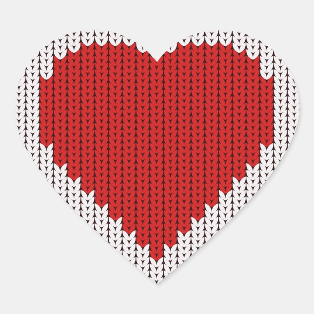 Einfach gestricktes Wool Look I Liebe Sie Valentin Herz-Aufkleber (Vorderseite)