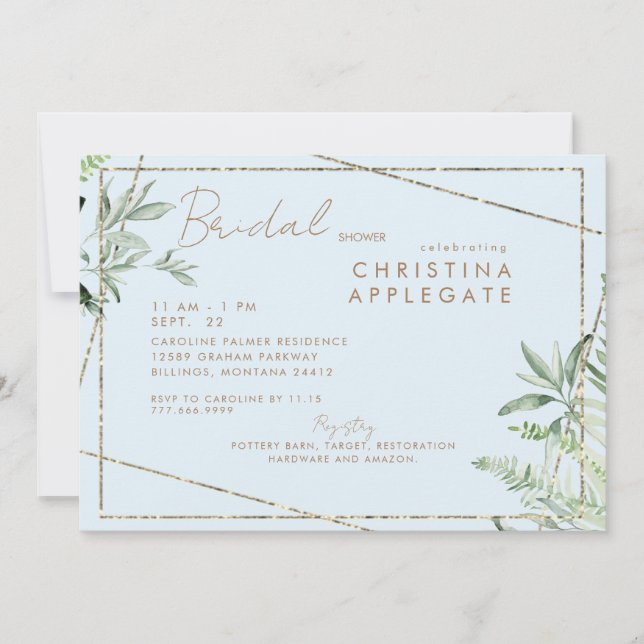 Einfach göttlich Ivy Blu & Gold Elegantes Brautpar Einladung (Vorderseite)