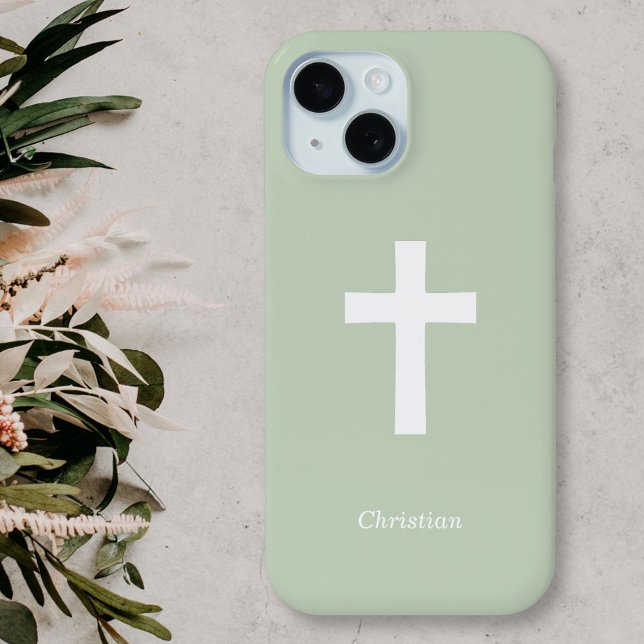 Einfach grün Case-Mate iPhone hülle (White Cross on Green Phone Case)