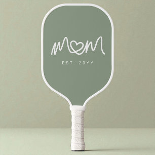 Einfach Grüne Süße Herz Schrift Mama Gegründet Est Pickleball Schläger