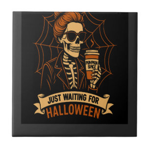 Einfach Halloween-Skelett warten Fliese