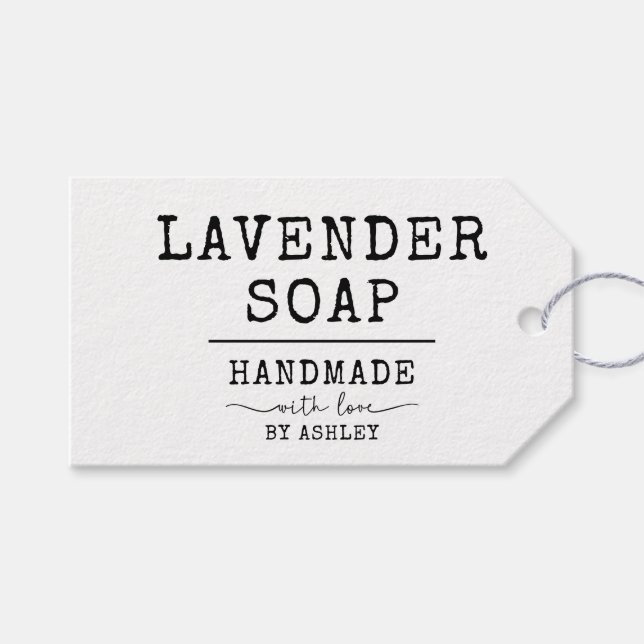 Einfach handgefertigt mit handgeschriebenem Skript Geschenkanhänger (Vorderseite (Horizontal))