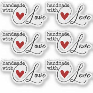 Einfach handgefertigt mit Liebe Herz Einfach Stilv Aufkleber