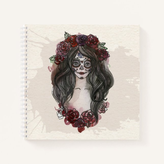 Einfach handgezeichnet Dia de los Muertos | Notizb Notizbuch (Vorderseite)