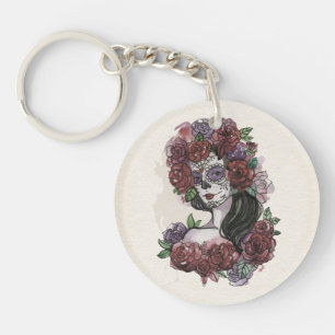 Einfach handgezeichnet Dia de los Muertos   Schlüs Schlüsselanhänger