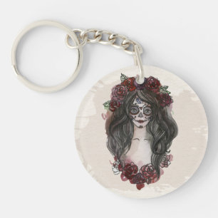 Einfach handgezeichnet Dia de los Muertos   Schlüs Schlüsselanhänger