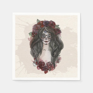 Einfach handgezeichnet Dia de los Muertos   Servie Serviette