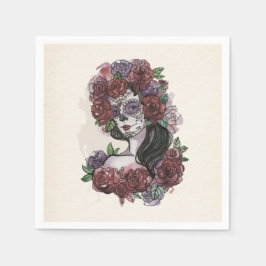 Einfach handgezeichnet Dia de los Muertos | Servie Serviette